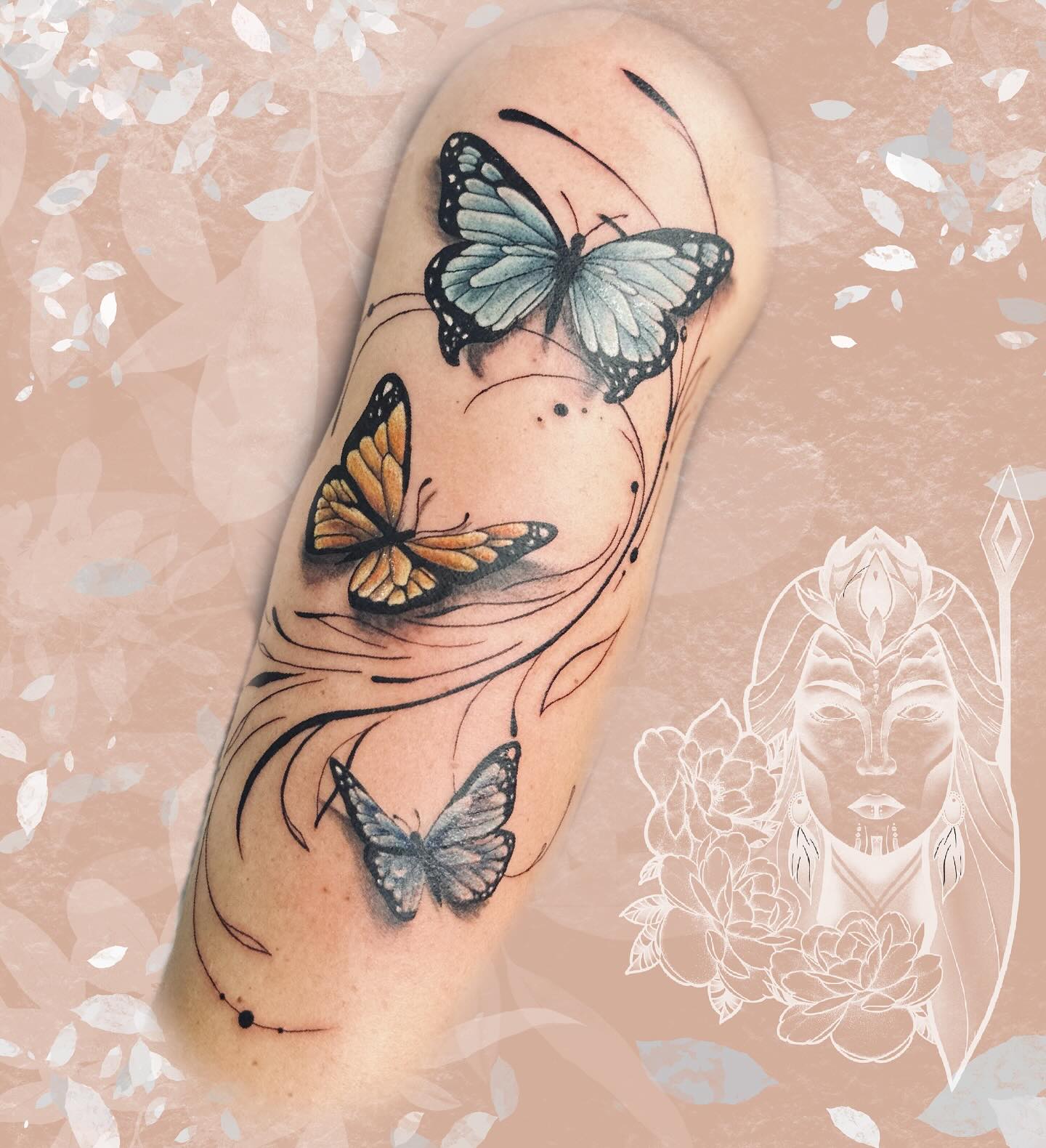 tatouage Papillons pastel– Inkaat